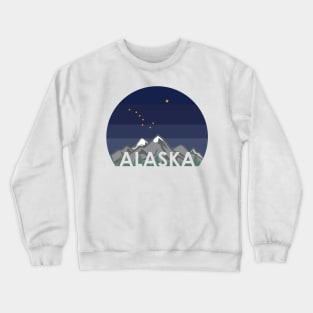 Alaska Cruise with Mountains and Alaska State Flag at Night Crewneck Sweatshirt